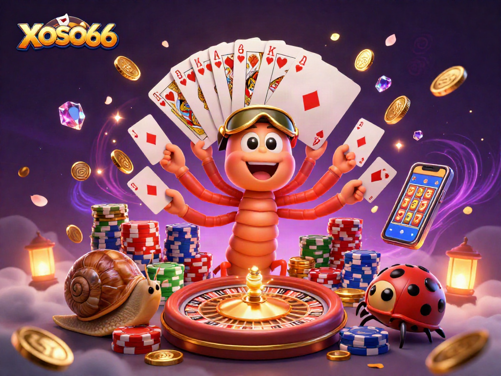 Engage with XOSO66 in lively casino gameplay featuring vibrant characters and thrilling elements.