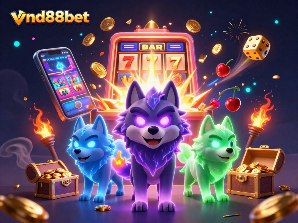 Engage with vnd88bet's exciting casino experience featuring dynamic gaming elements and shadow wolves.